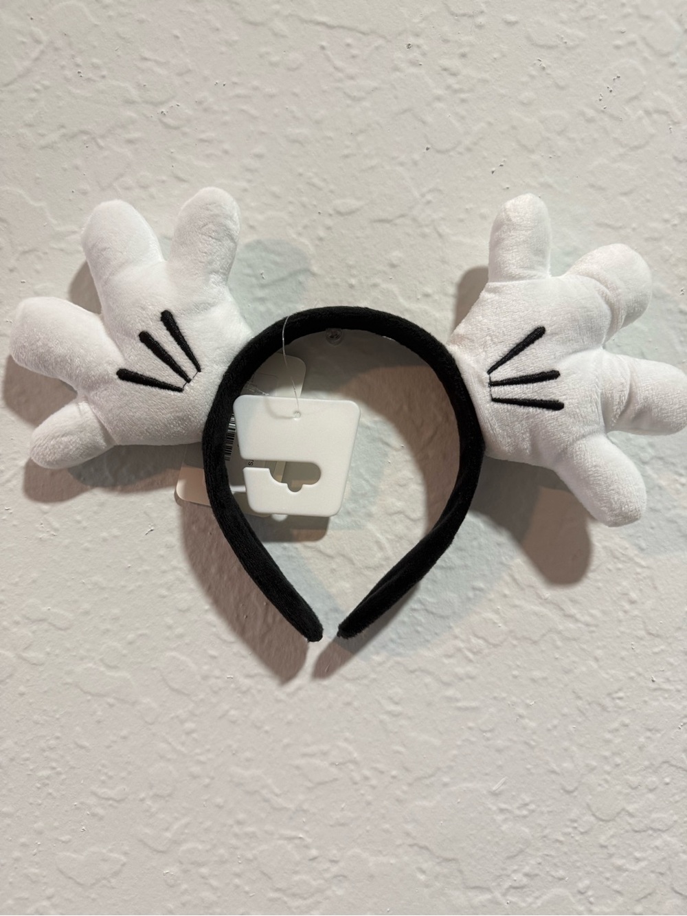 Disney White Glove Plush Headband with Black Band